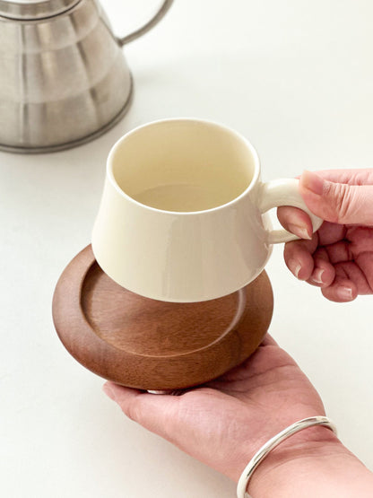 Creamy Style Coffee Cup & Saucer Set - Warm-toned Latte Art Mug, Aesthetic Afternoon Tea Tumbler, Instagrammable Ceramic Mug