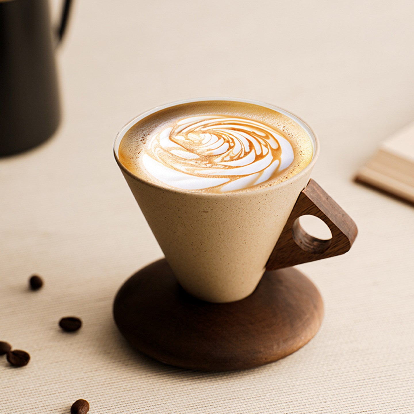 Vintage Ceramic Coffee Mug - Unique Funnel-Shaped Design, High-End & Aesthetic Tumbler for Latte & Cappuccino