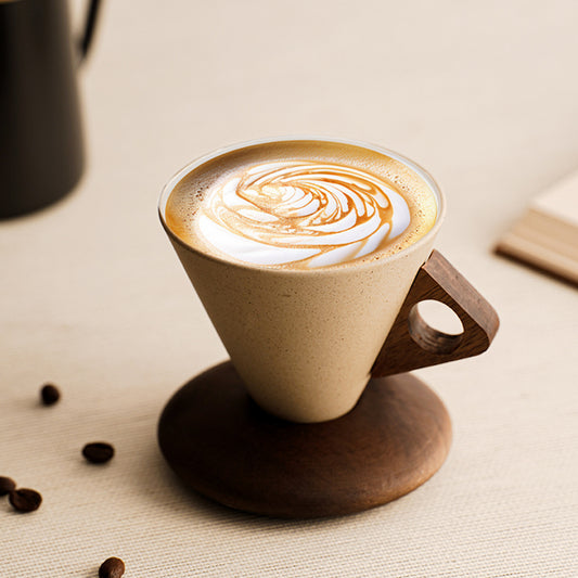 Vintage Ceramic Coffee Mug - Unique Funnel-Shaped Design, High-End & Aesthetic Tumbler for Latte & Cappuccino