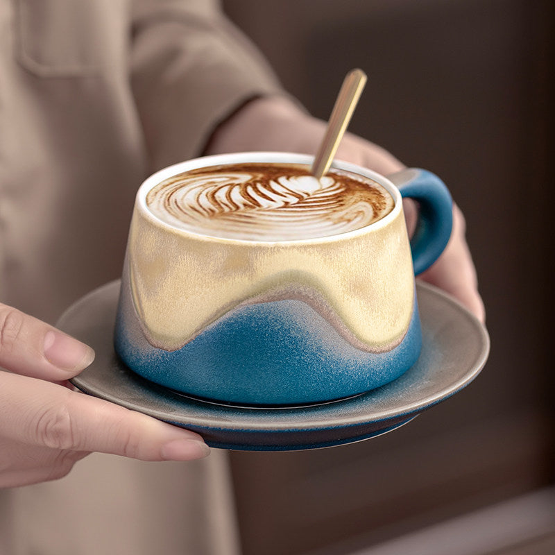 Jianshan Series Couple Coffee Mugs - High-End Ceramic Tea Cups, Souvenir Gift Set, Water Mugs with Spoon and Coaster