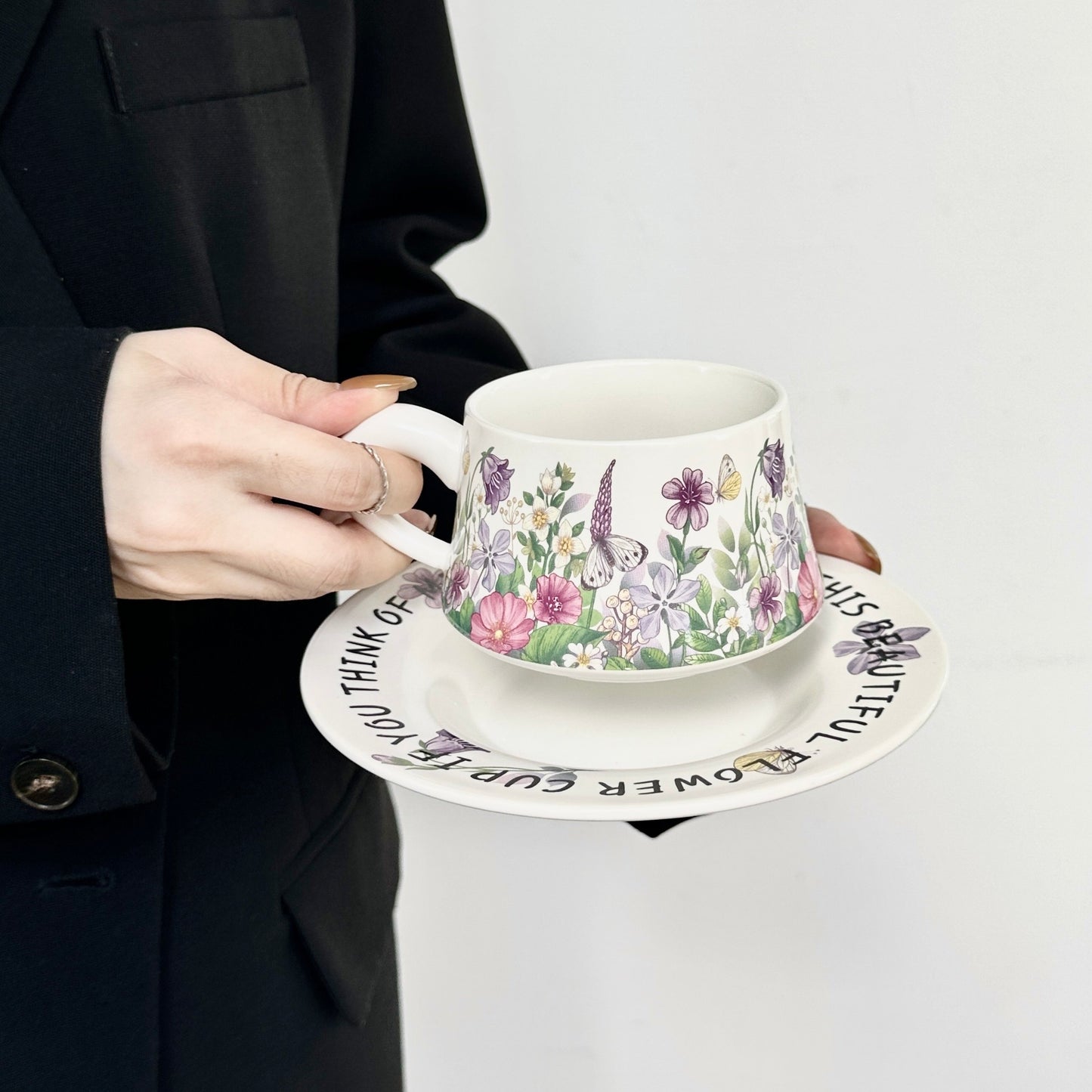 Elegant Coffee Cup and Saucer - Premium Porcelain Mug
