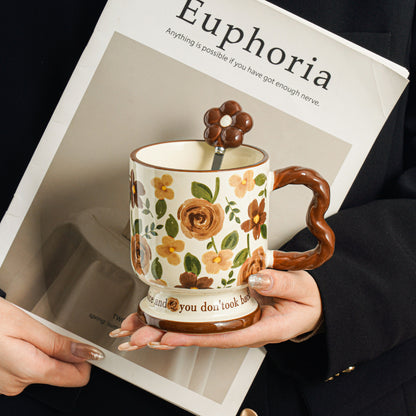Elegant Floral Coffee Mug Gift Set - Premium Porcelain Tea Cup for Women, Birthday Gift Idea