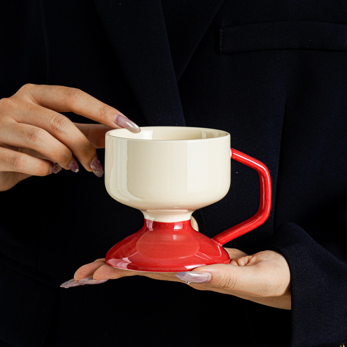 Chic Ceramic Mug - High Aesthetic Coffee Cup for Ice Cream & Beverage