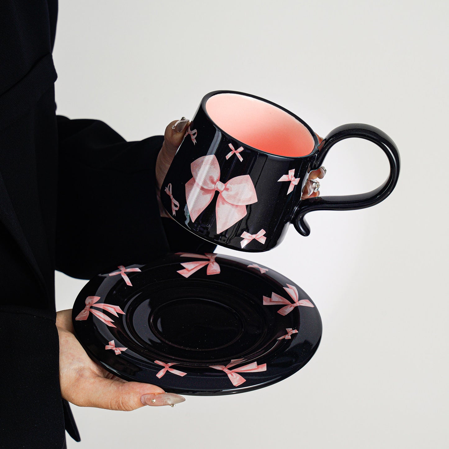 Sophisticated Ceramic Coffee Cup and Saucer Set
