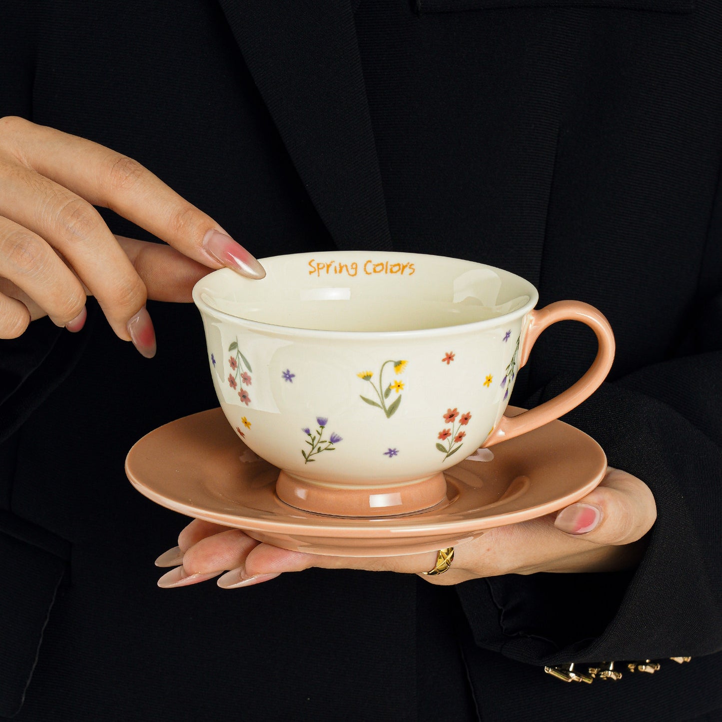 Elegant Ceramic Coffee Cup and Saucer Set - Sophisticated Birthday Gift for Her