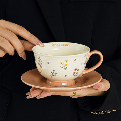 Elegant Ceramic Coffee Cup and Saucer Set - Sophisticated Birthday Gift for Her