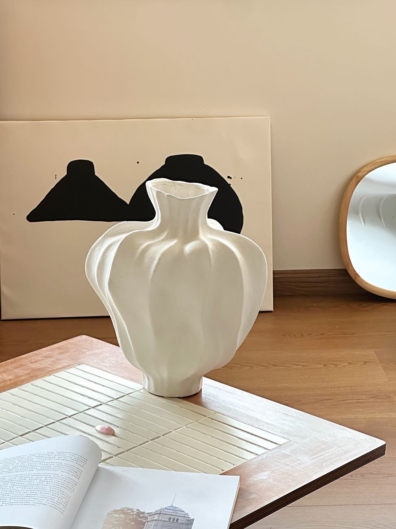 French Mid-Century Ceramic Vase - Elegant Hydroponic Planter & Decorative Flower Vase for Living Room, Home & Office