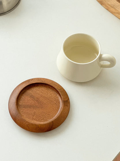 Creamy Style Coffee Cup & Saucer Set - Warm-toned Latte Art Mug, Aesthetic Afternoon Tea Tumbler, Instagrammable Ceramic Mug