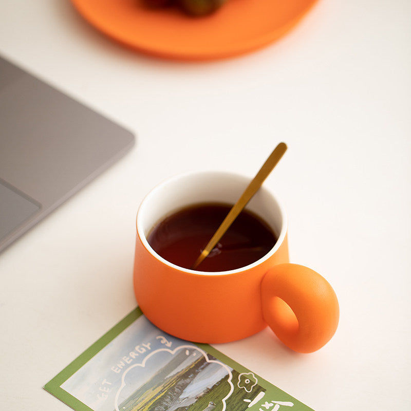 Minimalist Coffee Cup and Saucer Set - Luxury Ceramic Mugs for Home, Tea & Coffee, Private Customization Available