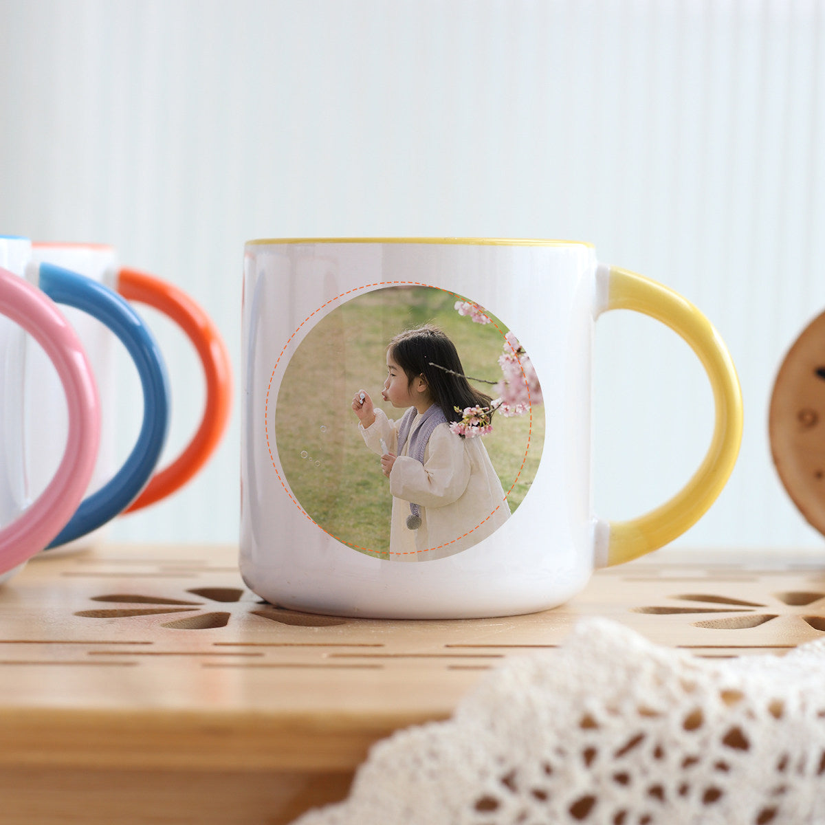 Vibrant DIY Photo Mug - Customizable White Ceramic Cup, Personalized Gift for Couples, Kids & Lovers