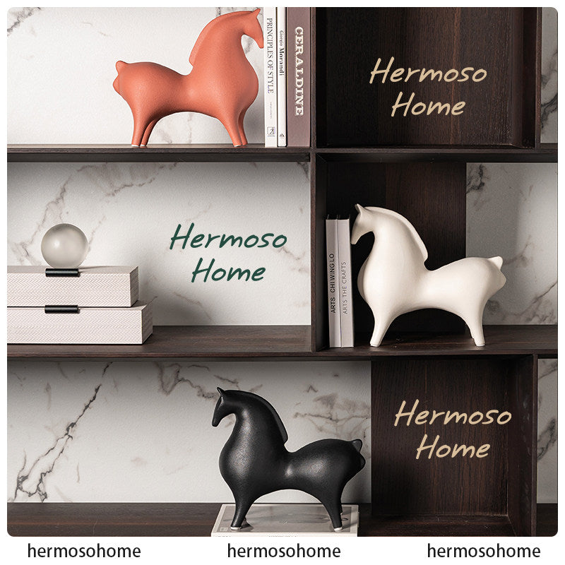 Red Horse Ceramic Ornament - Home Decor for Living Room, Study, or Bar Cabinet