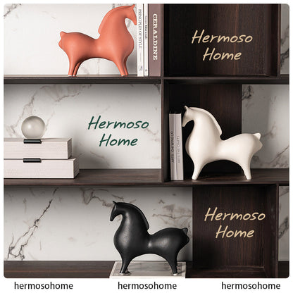 Red Horse Ceramic Ornament - Home Decor for Living Room, Study, or Bar Cabinet