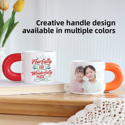 Custom Photo Mug - Cute Fat-Handle Cup (Personalized Couple & Kids Gift)