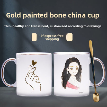 Premium Custom Print Mug - DIY Trendy Ceramic Coffee Cup, Personalized with Logo, QR Code, or Photo, Fine Bone China Water Tumbler