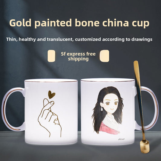 Premium Custom Print Mug - DIY Trendy Ceramic Coffee Cup, Personalized with Logo, QR Code, or Photo, Fine Bone China Water Tumbler