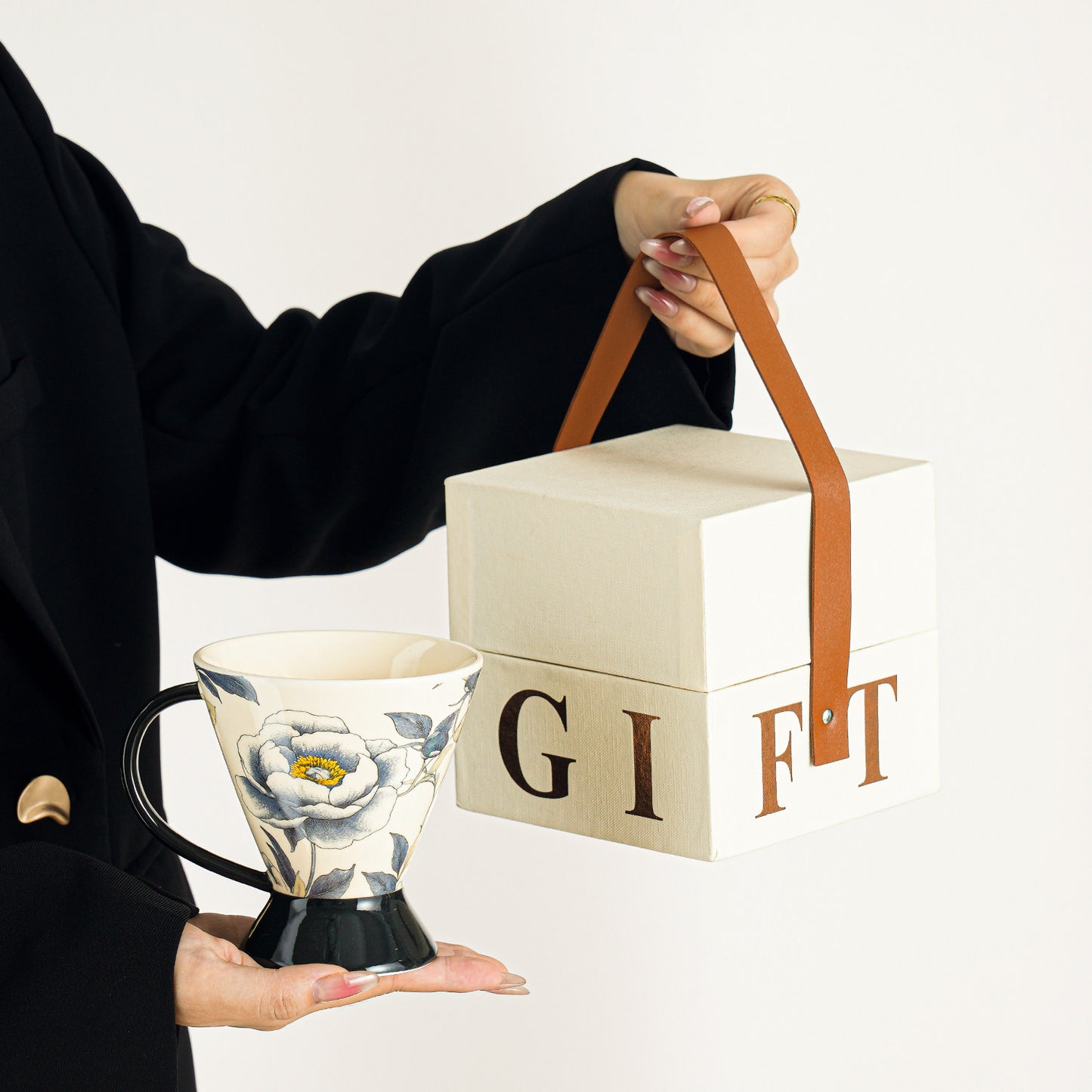 Ceramic Peony Mug, High-End Coffee Cup, Original Design Water Cup, Sophisticated Office Mug, Home Use Tea Cup