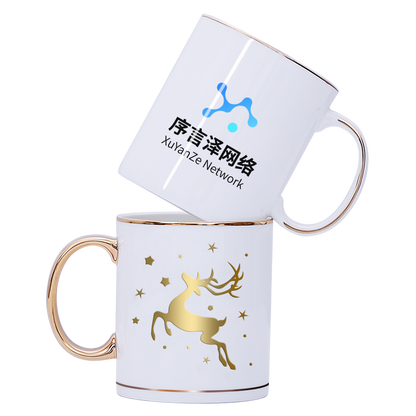 Premium Custom Print Mug - DIY Trendy Ceramic Coffee Cup, Personalized with Logo, QR Code, or Photo, Fine Bone China Water Tumbler