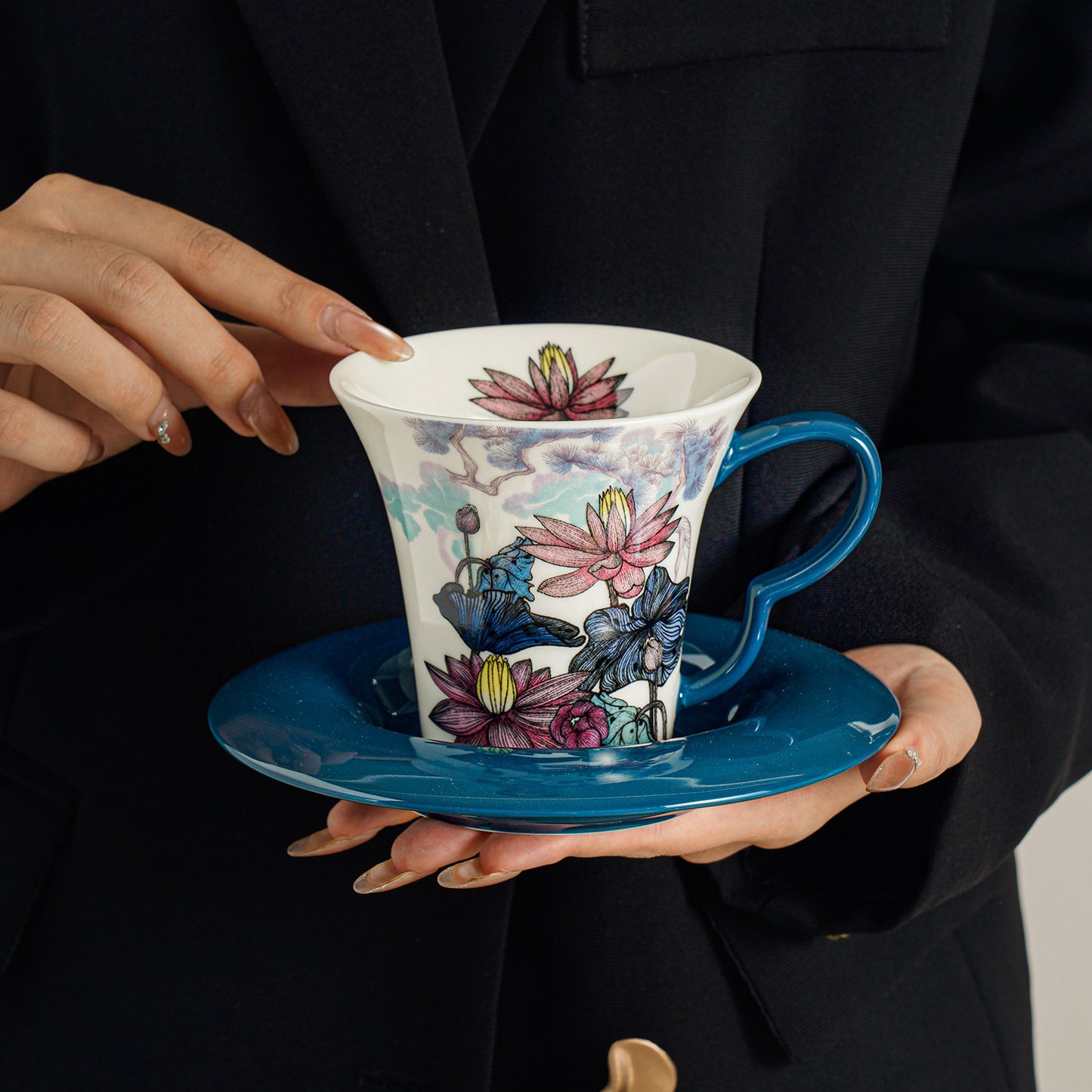 Coffee Cup and Saucer Set - Premium Delicate Tea Cup for Afternoon Tea, Latte, and Cappuccino