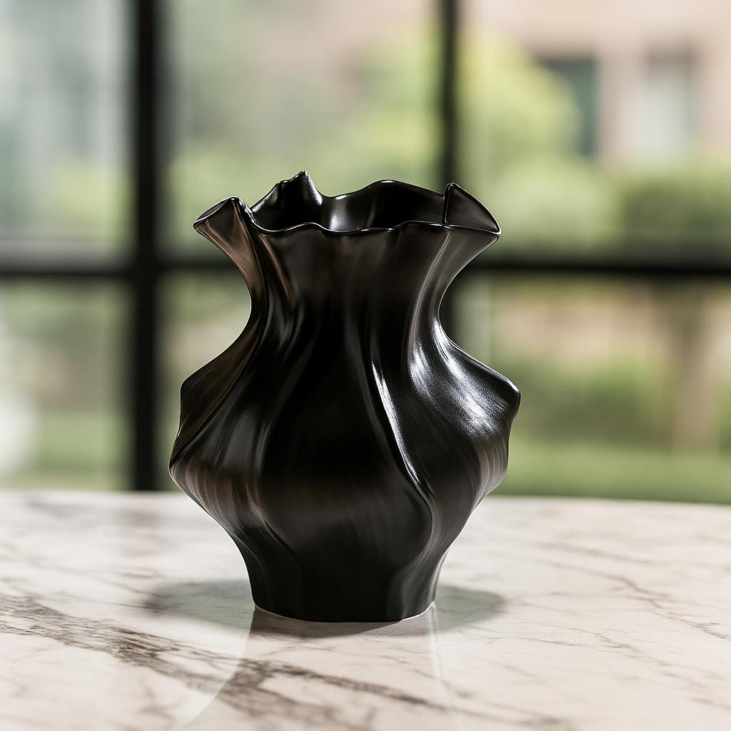 Creative Nordic Ceramic Vase - Textured Decorative Figurine for Living Room, Foyer, Table & Office (For Hydroponics, Dried Flowers & Artificial Plants)