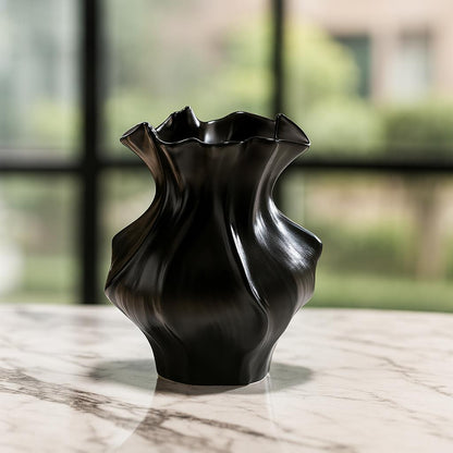 Creative Nordic Ceramic Vase - Textured Decorative Figurine for Living Room, Foyer, Table & Office (For Hydroponics, Dried Flowers & Artificial Plants)