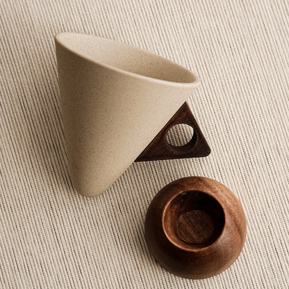 Vintage Ceramic Coffee Mug - Unique Funnel-Shaped Design, High-End & Aesthetic Tumbler for Latte & Cappuccino