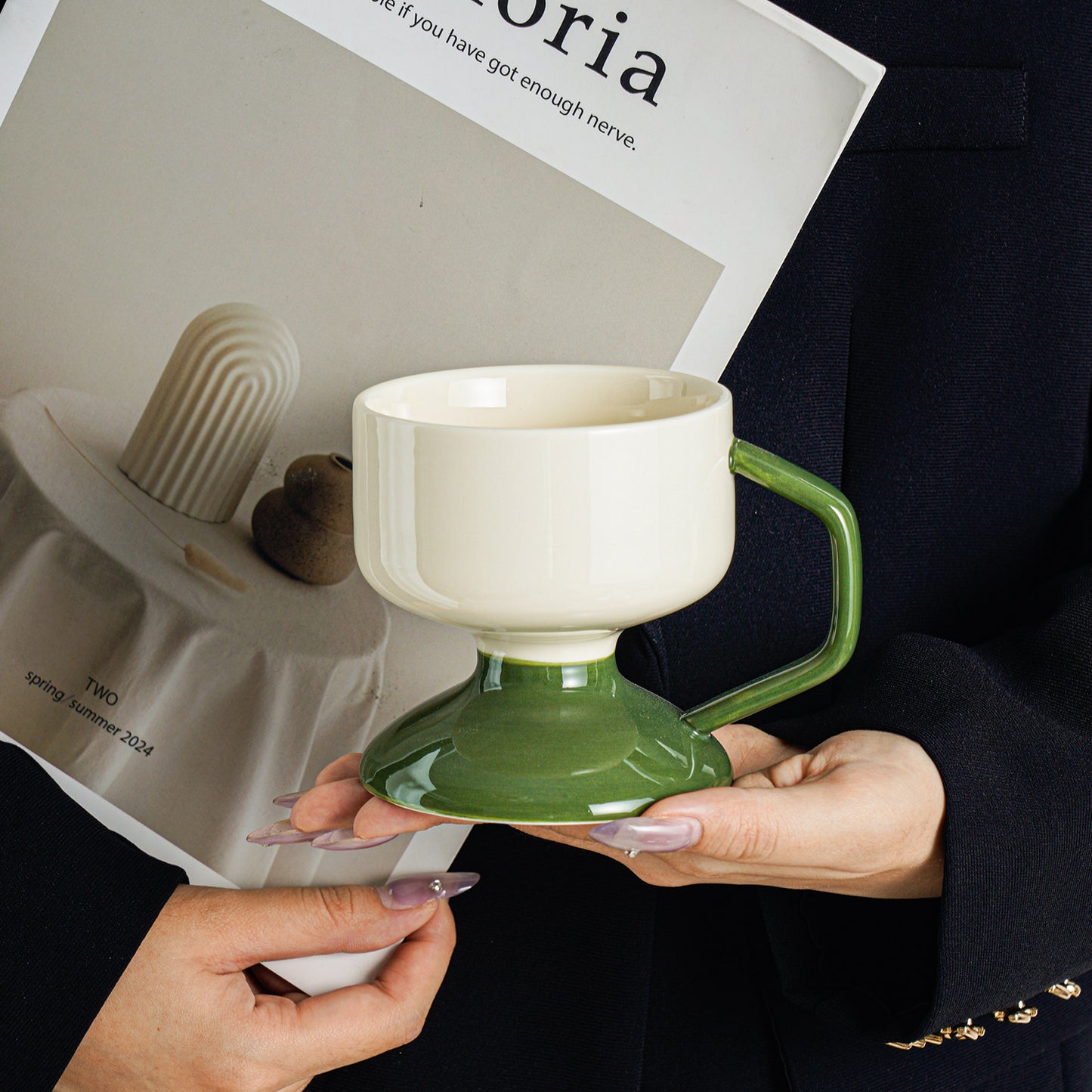 Chic Ceramic Mug - High Aesthetic Coffee Cup for Ice Cream & Beverage