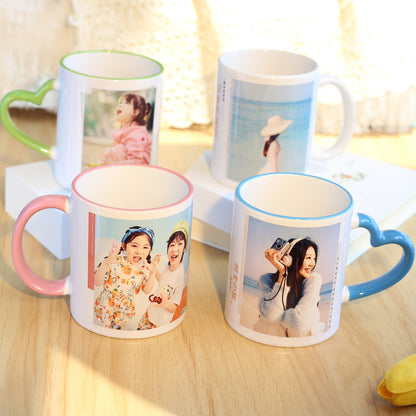 Custom Photo Mug, Personalized Ceramic Coffee Cup, Colorful Sublimation Mug with Name/Logo, Couple Birthday Anniversary Gift, Promotional Souvenir