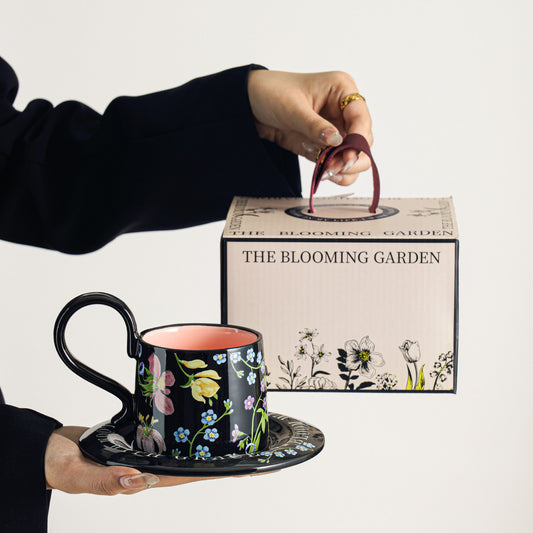 Luxury Handcrafted Latte Mugs with Saucer, Afternoon Coffee