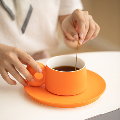 Minimalist Coffee Cup and Saucer Set - Luxury Ceramic Mugs for Home, Tea & Coffee, Private Customization Available