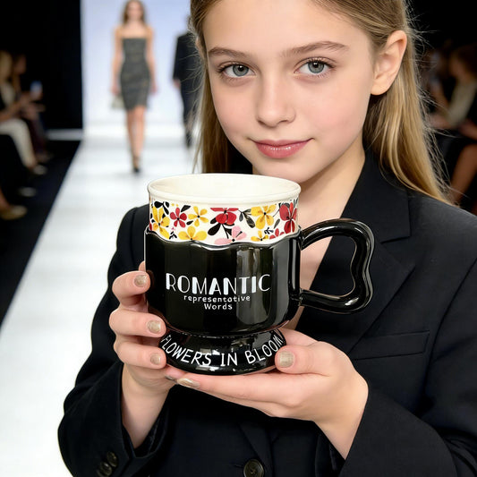 Elegant French Style Ceramic Coffee Mug - Retro High-End Luxury Goblet for Women, Office & Breakfast