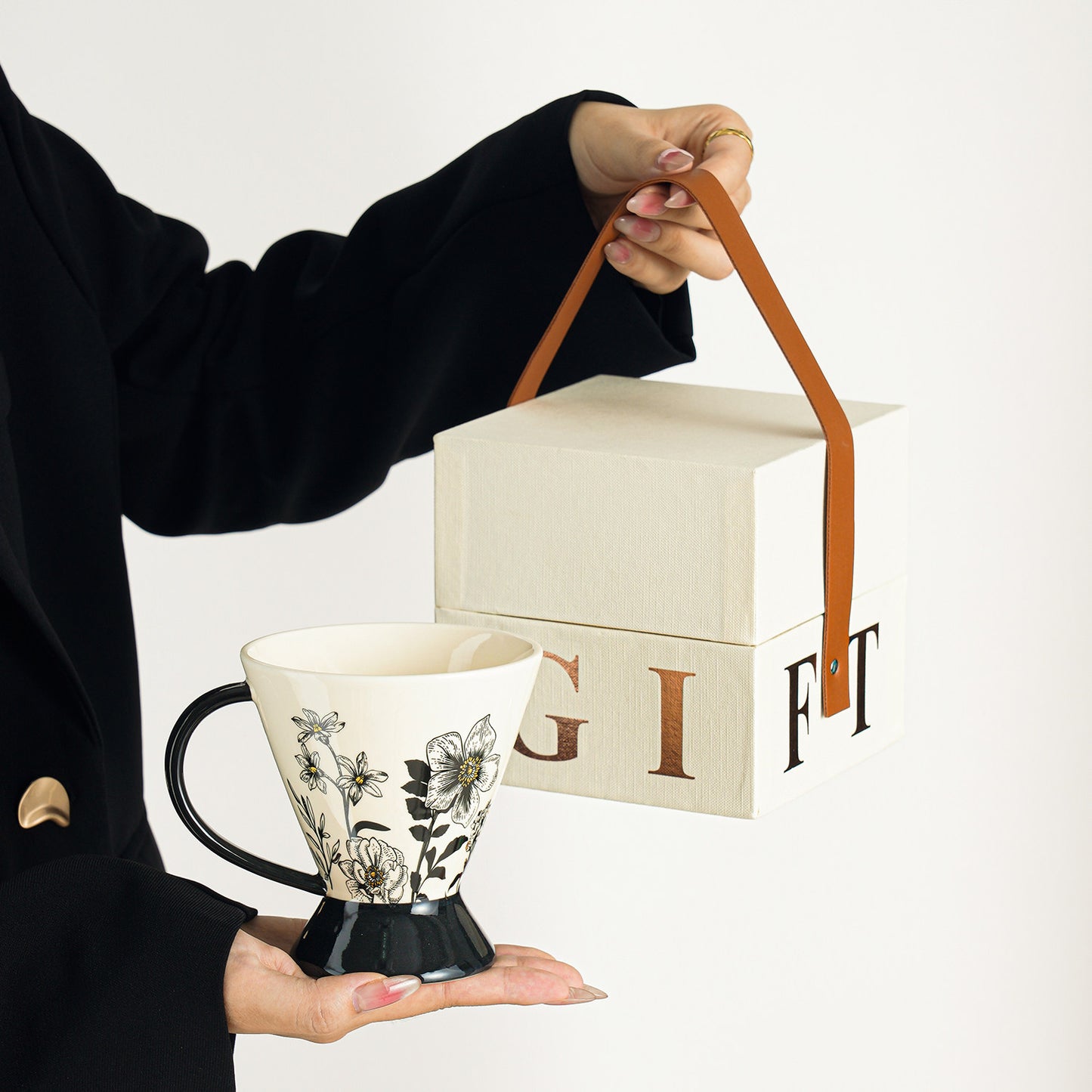 rtistic Design Ceramic Mug - High-End Coffee Cup for Women, Aesthetic Home & Office Use