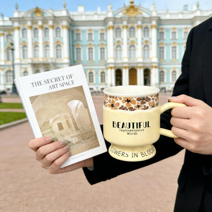 Elegant French Style Ceramic Coffee Mug - Retro High-End Luxury Goblet for Women, Office & Breakfast