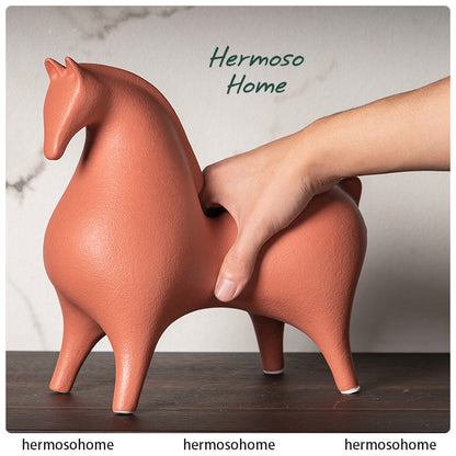 Red Horse Ceramic Ornament - Home Decor for Living Room, Study, or Bar Cabinet