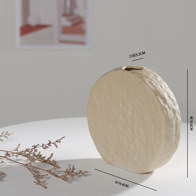 Scandinavian White Ceramic Vase – Minimalist Decorative Flower Vase for Dried Flowers & Hydroponic Plants, Perfect for Living Room, Cafe, Studio & Guesthouse