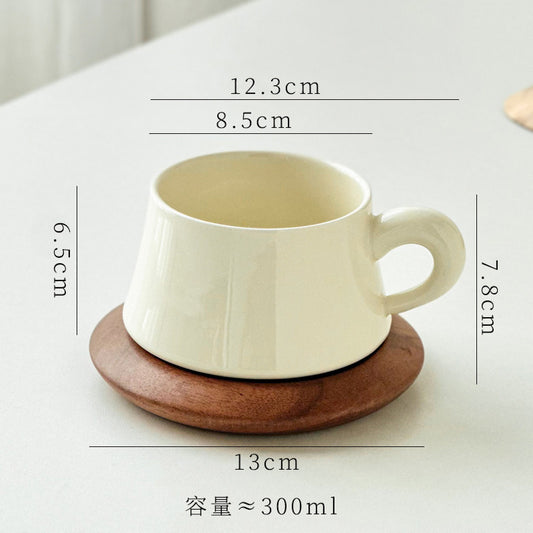 Creamy Style Coffee Cup & Saucer Set - Warm-toned Latte Art Mug, Aesthetic Afternoon Tea Tumbler, Instagrammable Ceramic Mug