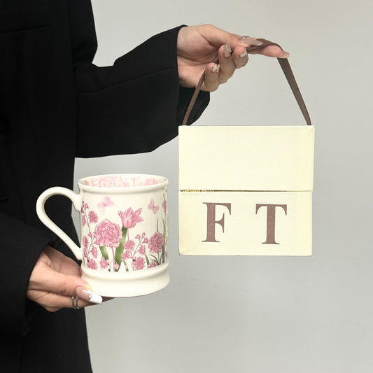 Hand-painted Vintage Floral Ceramic Mug - Mid-Century Style Coffee Cup for Home, Office, or Breakfast