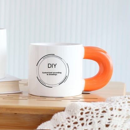 Custom Photo Mug - Cute Fat-Handle Cup (Personalized Couple & Kids Gift)