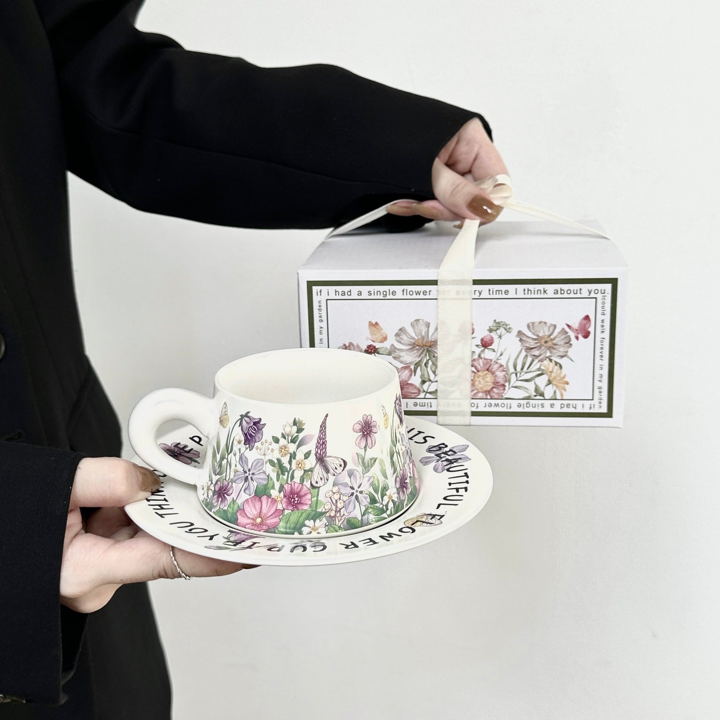 Elegant Coffee Cup and Saucer - Premium Porcelain Mug
