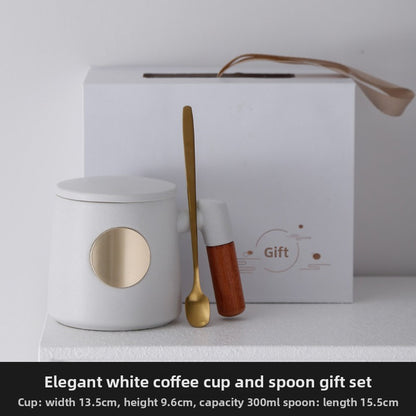 Custom Logo Mugs, Personalized Coffee Cups, Wooden Handle Mugs with Nameplate, Corporate Souvenirs, High Table Cups