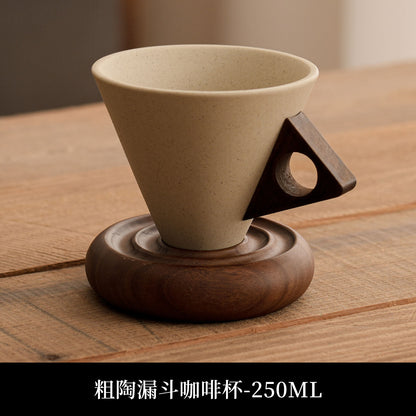 Vintage Ceramic Coffee Mug - Unique Funnel-Shaped Design, High-End & Aesthetic Tumbler for Latte & Cappuccino