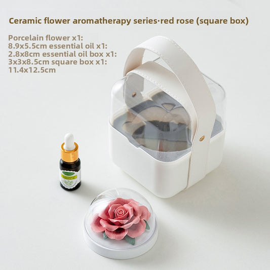 Ceramic Diffuser Decoration, Hand-modeled Porcelain Peony Car Freshener, Intangible Cultural Heritage Handicraft, Home & Car Scented Oil Burner, Elegant Gift for Women, Holiday Souvenir