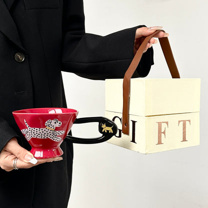 Stylish Ceramic Coffee Mug - Perfect Birthday Gift for Her, Artistic Design Women's Gift Set