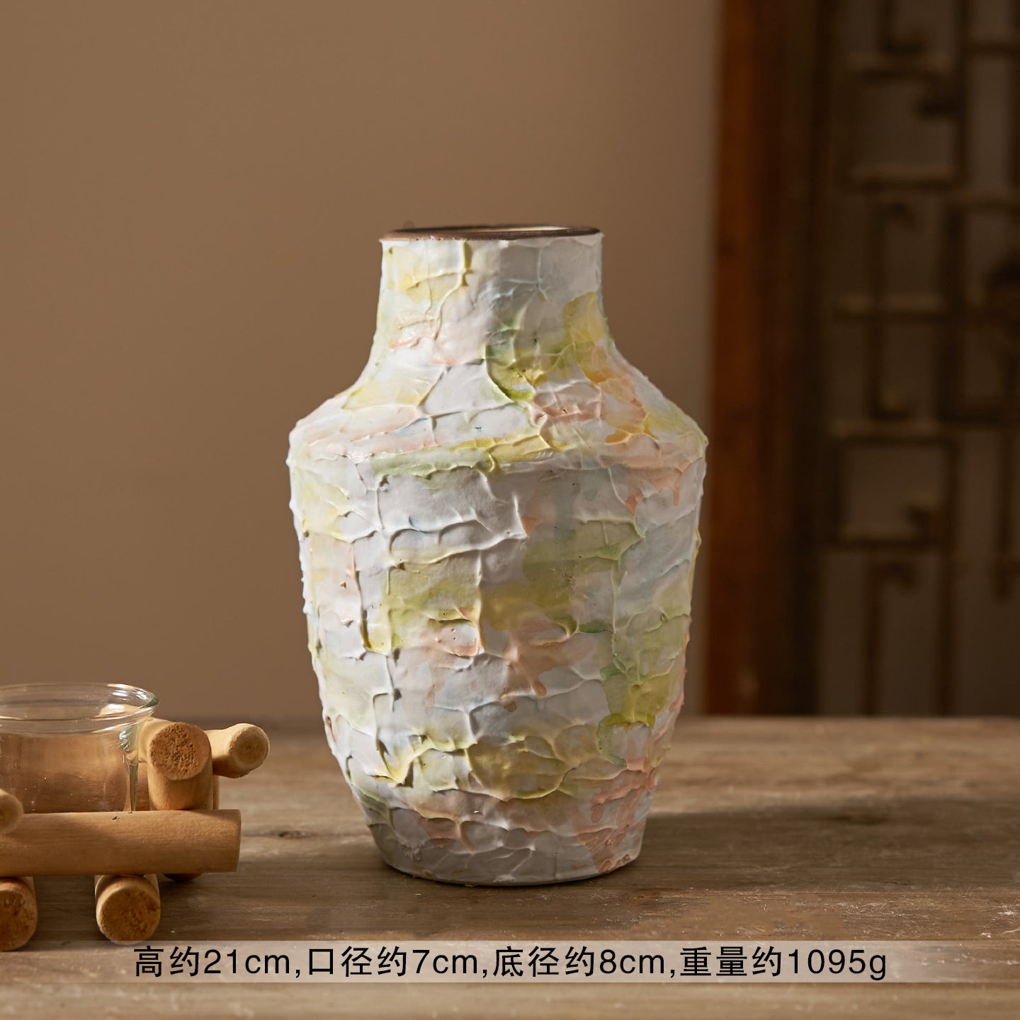 French Style Cream Ceramic Vase - Elegant Relief Decorative Vase for Living Room, Table & Office (For Hydroponics, Fresh Flowers & Dried Flowers)