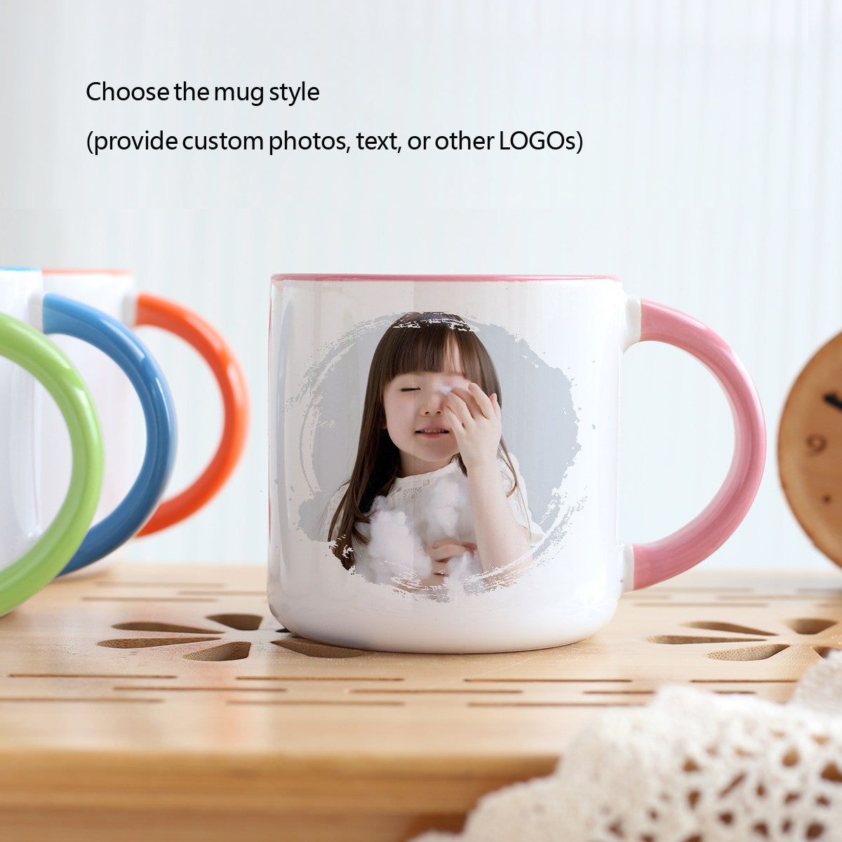 Vibrant DIY Photo Mug - Customizable White Ceramic Cup, Personalized Gift for Couples, Kids & Lovers