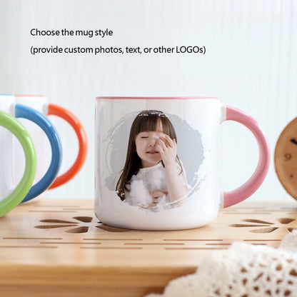 Vibrant DIY Photo Mug - Customizable White Ceramic Cup, Personalized Gift for Couples, Kids & Lovers