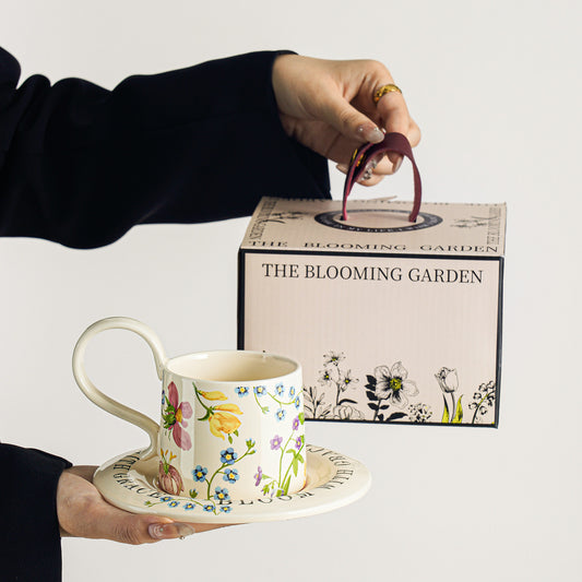Luxury Handcrafted Latte Mugs with Saucer, Afternoon Coffee