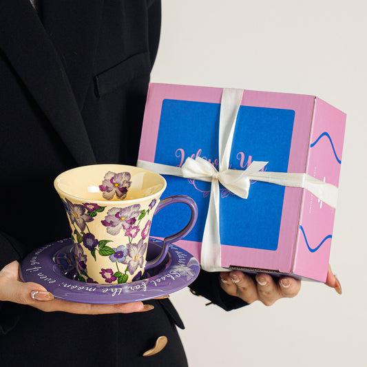 Coffee Cup and Saucer Set - Premium Delicate Tea Cup for Afternoon Tea, Latte, and Cappuccino