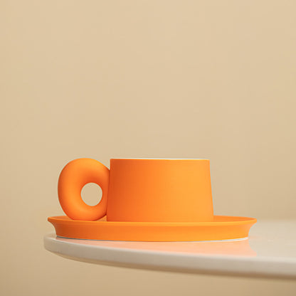 Minimalist Coffee Cup and Saucer Set - Luxury Ceramic Mugs for Home, Tea & Coffee, Private Customization Available