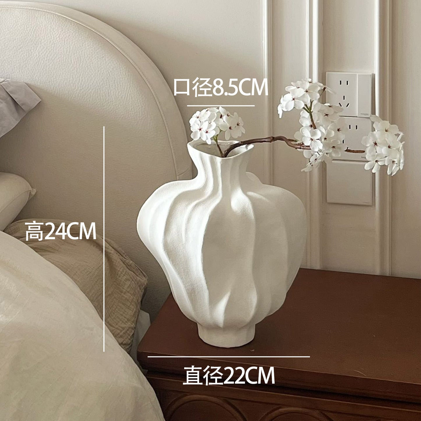 French Mid-Century Ceramic Vase - Elegant Hydroponic Planter & Decorative Flower Vase for Living Room, Home & Office