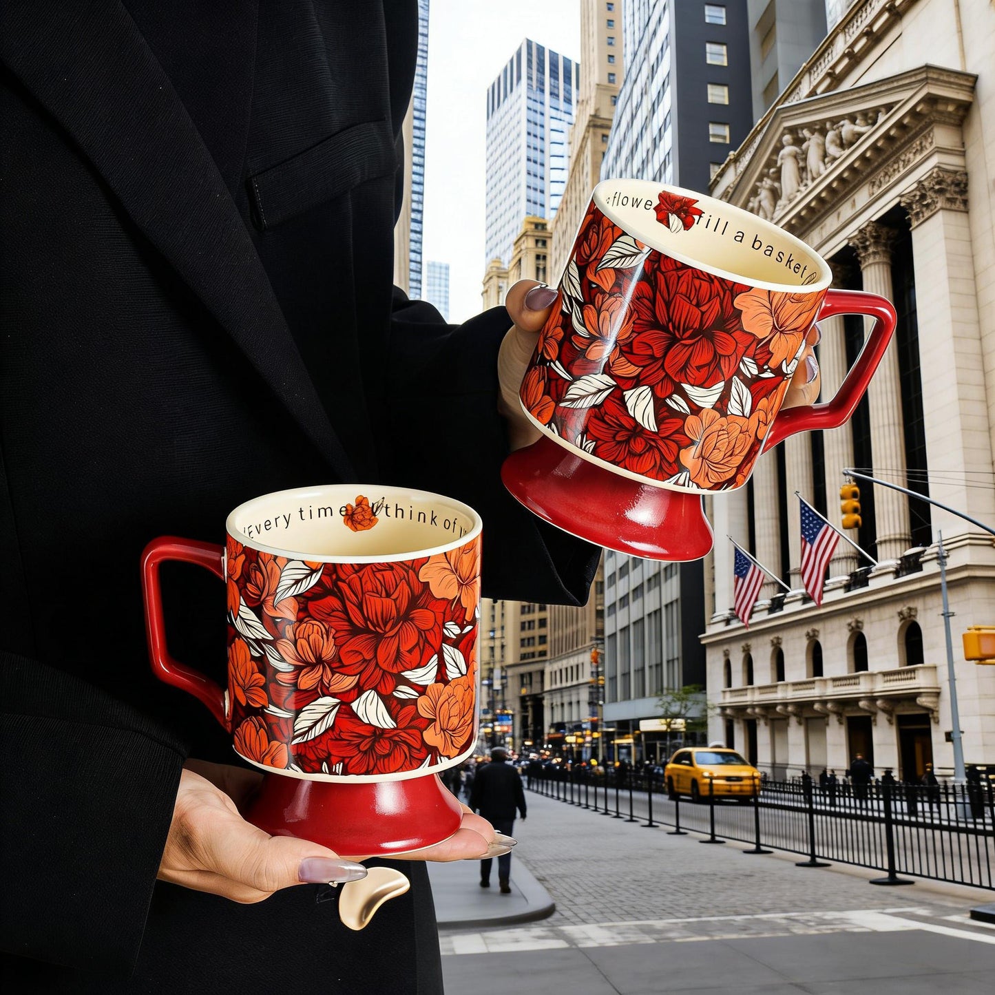 Peony High-End Ceramic Goblet - Large Capacity Coffee Mug for Women, Home & Afternoon Tea